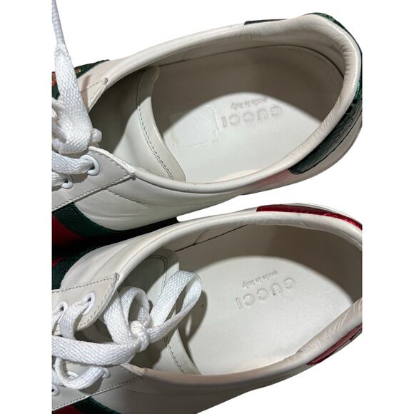 Gucci Ace Bee Embroidered Leather Sneakers White Size 39.5 US 9.5 - Picture 3 of 10